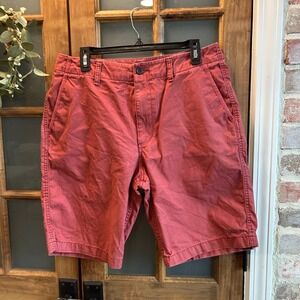 Old Navy Mens Broken-In Khaki Shorts 34 Red Sumac Cotton